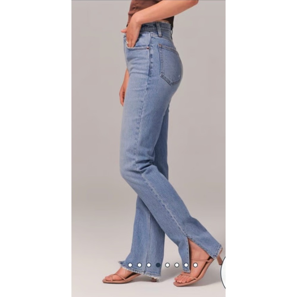 Abercrombie & Firtch Jeans 27 Distressed 90s Straight Ultra High Rise Split Hem